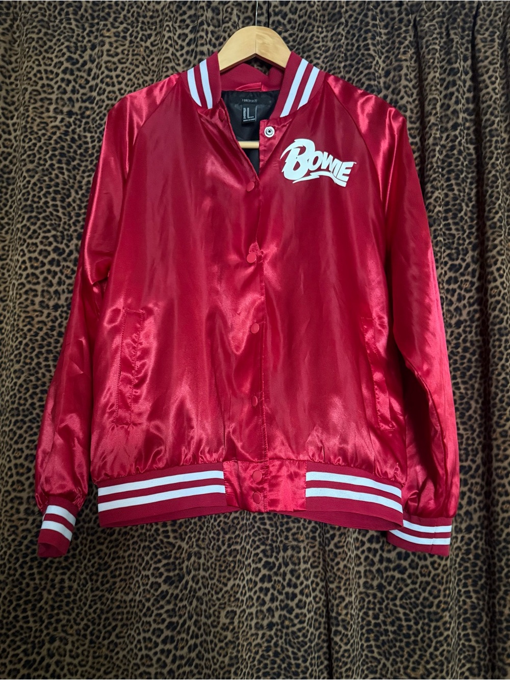 Forever 21 Limited Edition Bowie Red Satin Jacket NWOT